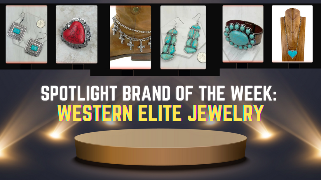 A digital spotlight banner featuring Western Elite Jewelry, showcasing handcrafted western jewelry