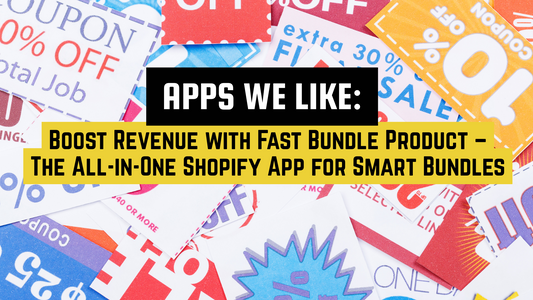 Colorful discount coupons with bold text promoting Fast Bundle Product, a Shopify app for creating smart product bundles and increasing sales.