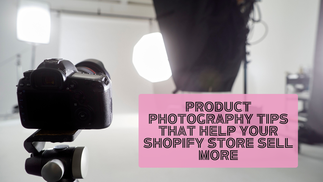 Professional DSLR camera set up in a photo studio with softbox lighting, showcasing a workspace used for product photography tips to help Shopify fashion stores improve sales.