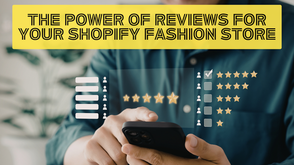 Customer reviewing product with star ratings on smartphone for Shopify fashion store social proof