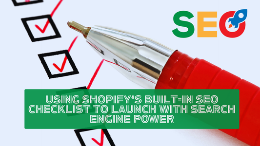 Shopify SEO checklist image with red pen marking checkboxes, illustrating how new online fashion stores can launch with strong search engine optimization.