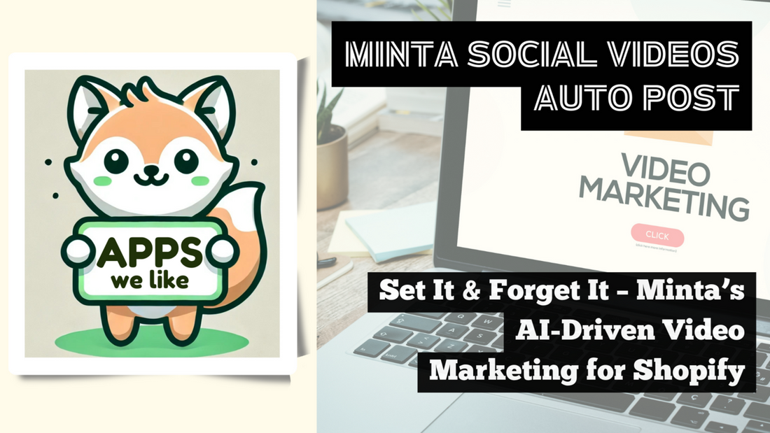 Minta AI video auto-posting app for Shopify – fox illustration and video marketing concept